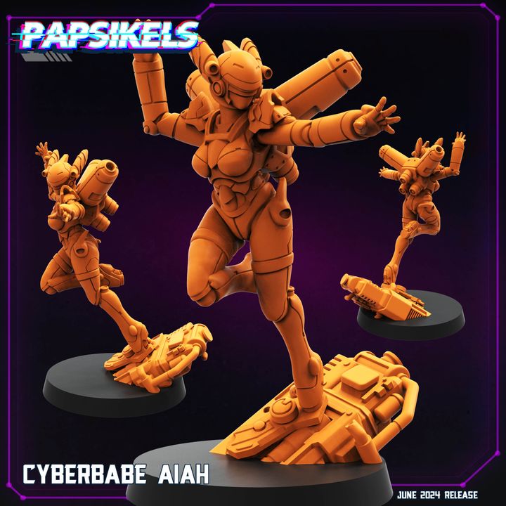 Cyberbabe Aiah (Medium) - Tabletop Figure for Dungeons & Dragons, DnD, Pathfinder RPGs, TTRPG