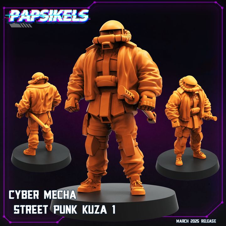Cyber Mecha Street Punk Kuza 1 (Medium) - Tabletop Figure for Dungeons & Dragons, DnD, Pathfinder RPGs, TTRPG