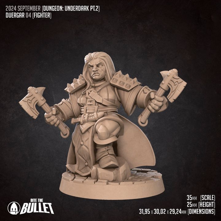 Duergar Fighter (Medium) - Tabletop Figure for Dungeons & Dragons, DnD, Pathfinder RPGs, TTRPG