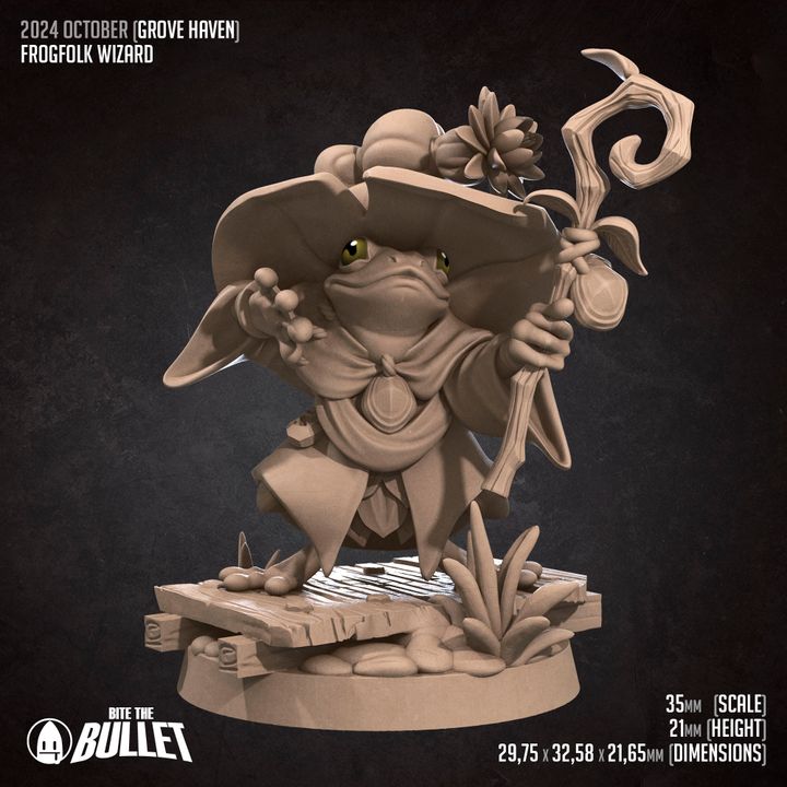 Frogfolk Wizard (Medium) - Tabletop Figure for Dungeons & Dragons, DnD, Pathfinder RPGs, TTRPG