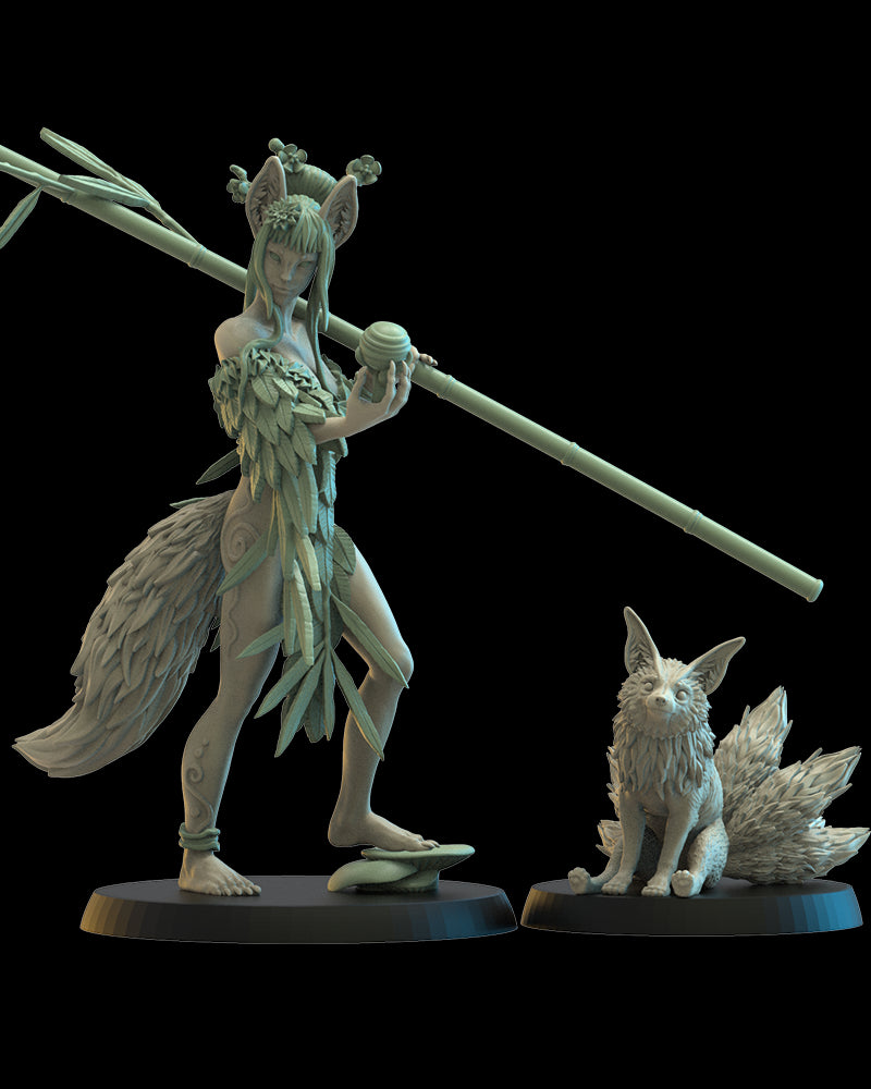 Hanako, Kitsune Druid And Baby Kyubi