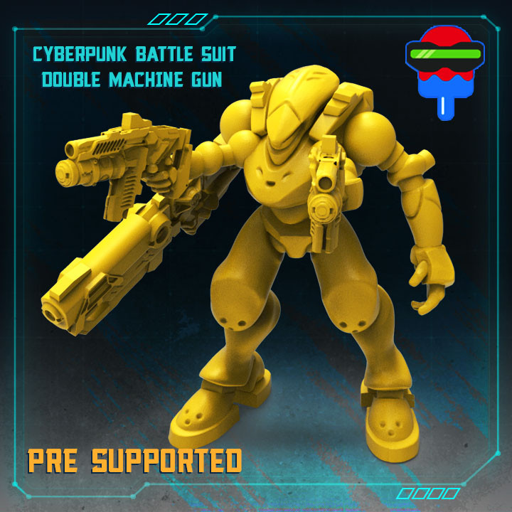 Cyberpunk Battle Suit Double Machine Gun