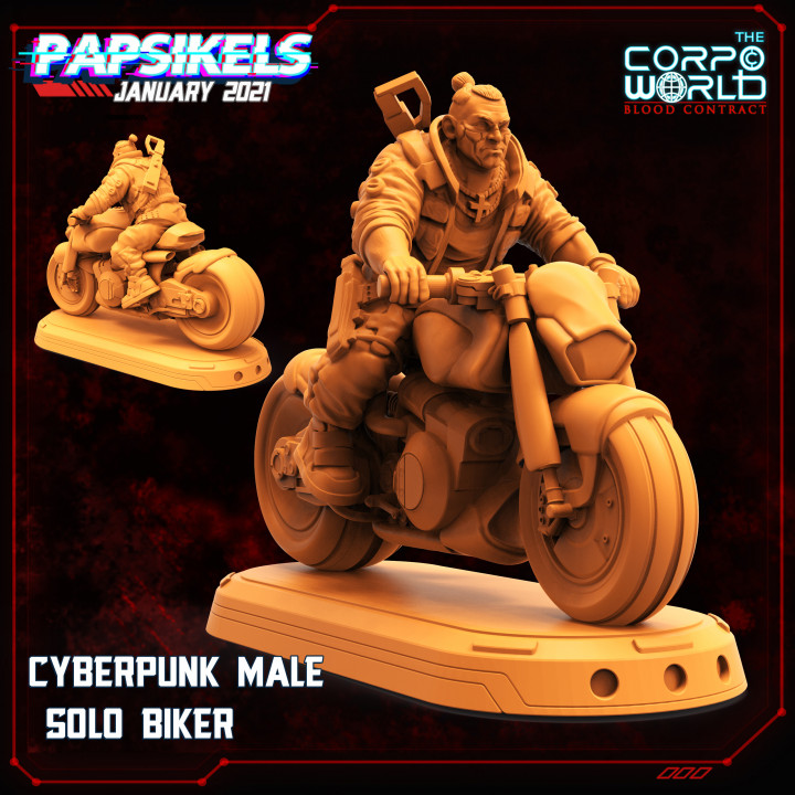 Cyberpunk Male Solo Biker