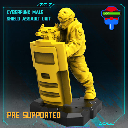 Cyberpunk Male Shield Assault Unit