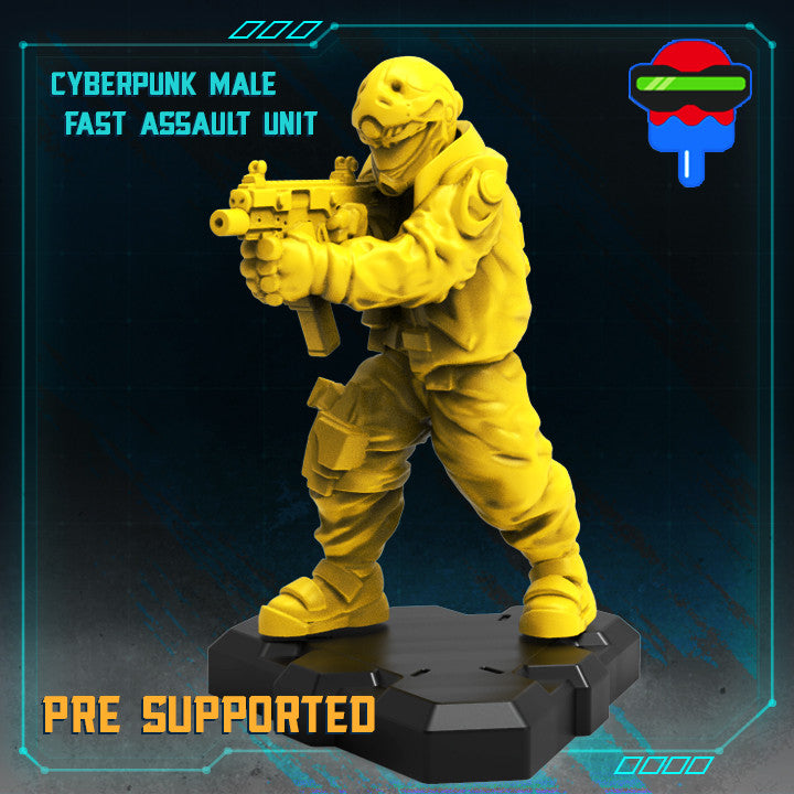 Cyberpunk Male Trauma Fast Assault Unit (Medium)  - Tabletop Figure for Dungeons & Dragons, DnD, Pathfinder RPGs, TTRPG