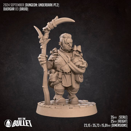 Duergar Druid (Medium) - Tabletop Figure for Dungeons & Dragons, DnD, Pathfinder RPGs, TTRPG