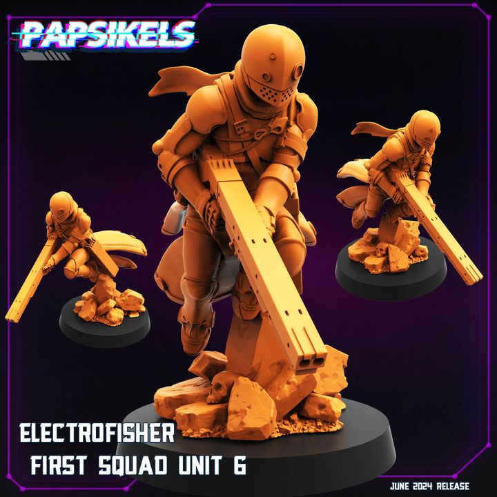 Electrofisher First Squad Unit - 6 (Medium)  - Tabletop Figure for Dungeons & Dragons, DnD, Pathfinder RPGs, TTRPG