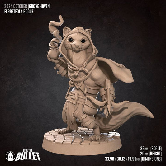 Ferretfolk Rogue (Medium) - Tabletop Figure for Dungeons & Dragons, DnD, Pathfinder RPGs, TTRPG