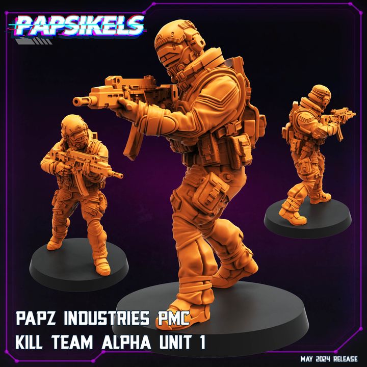 Papz Industries Pmc Kill Team Alpha Squad - 1 (Medium)  - Tabletop Figure for Dungeons & Dragons, DnD, Pathfinder RPGs, TTRPG