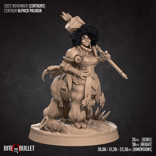Centaur Alpaca Paladin (Medium)  - Tabletop Figure for Dungeons & Dragons, DnD, Pathfinder RPGs, TTRPG