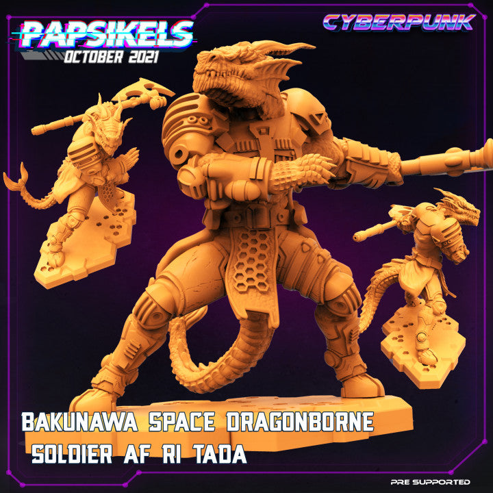 Bakunawa Space Dragonborne Soldier Af Ri Tada (Medium)  - Tabletop Figure for Dungeons & Dragons, DnD, Pathfinder RPGs, TTRPG