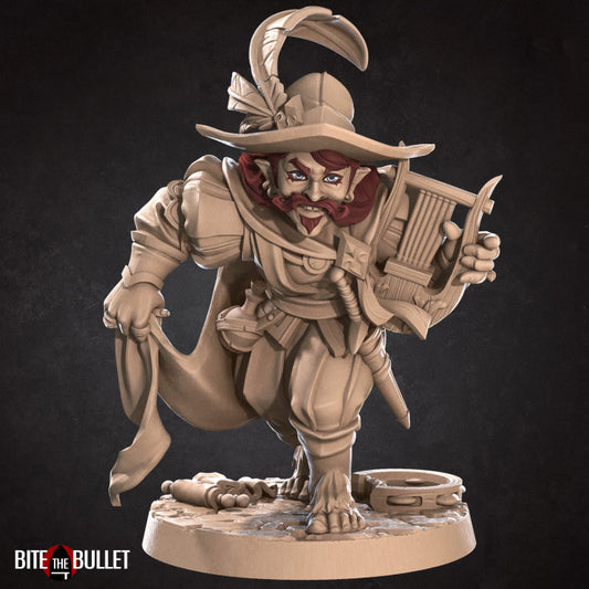 Halfling Bard (Lyre) (Medium) - Tabletop Figure for Dungeons & Dragons, DnD, Pathfinder RPGs, TTRPG