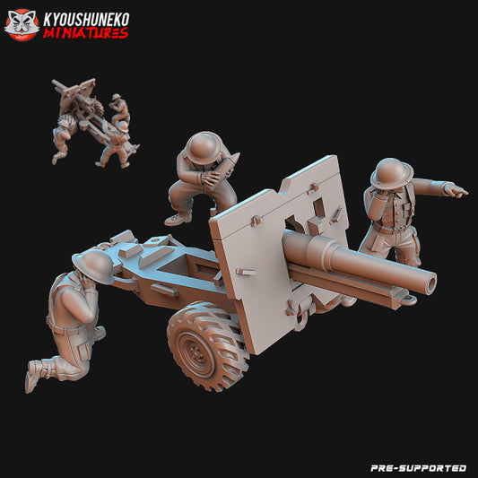 British 25 Pounder Field Gun Artillery Team (Huge)