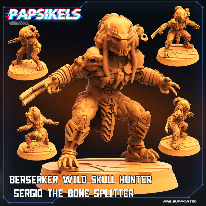Berserker Wild Skull Hunter Sergio The Bone Splitter (Medium)  - Tabletop Figure for Dungeons & Dragons, DnD, Pathfinder RPGs, TTRPG