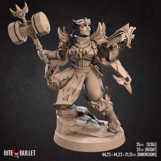 Loretta Hammerlift, The Chunky Cleric (Medium) - Tabletop Figure for Dungeons & Dragons, DnD, Pathfinder RPGs, TTRPG
