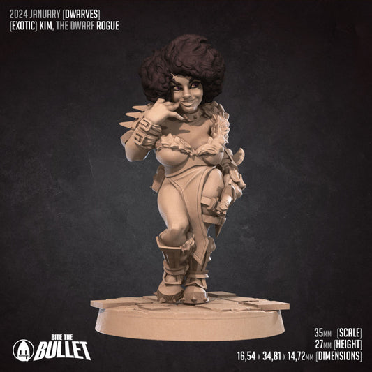 Kim, The Dwarf Rogue (Medium) - Tabletop Figure for Dungeons & Dragons, DnD, Pathfinder RPGs, TTRPG