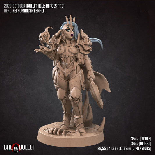 Hero Necromancer (Female) (Medium) - Tabletop Figure for Dungeons & Dragons, DnD, Pathfinder RPGs, TTRPG