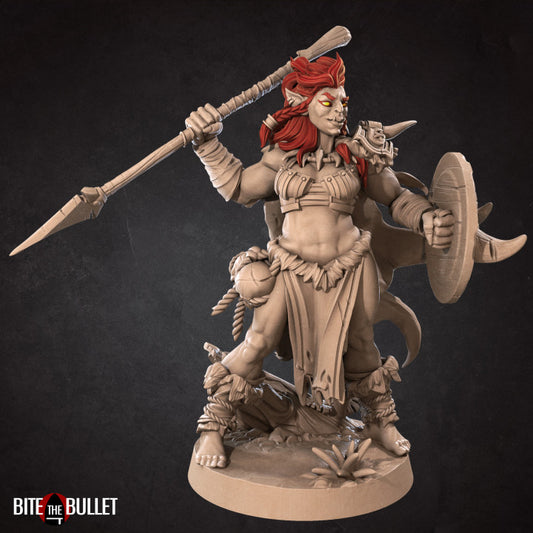 Kisha, the Amazon Half-Orc (Medium) - Tabletop Figure for Dungeons & Dragons, DnD, Pathfinder RPGs, TTRPG