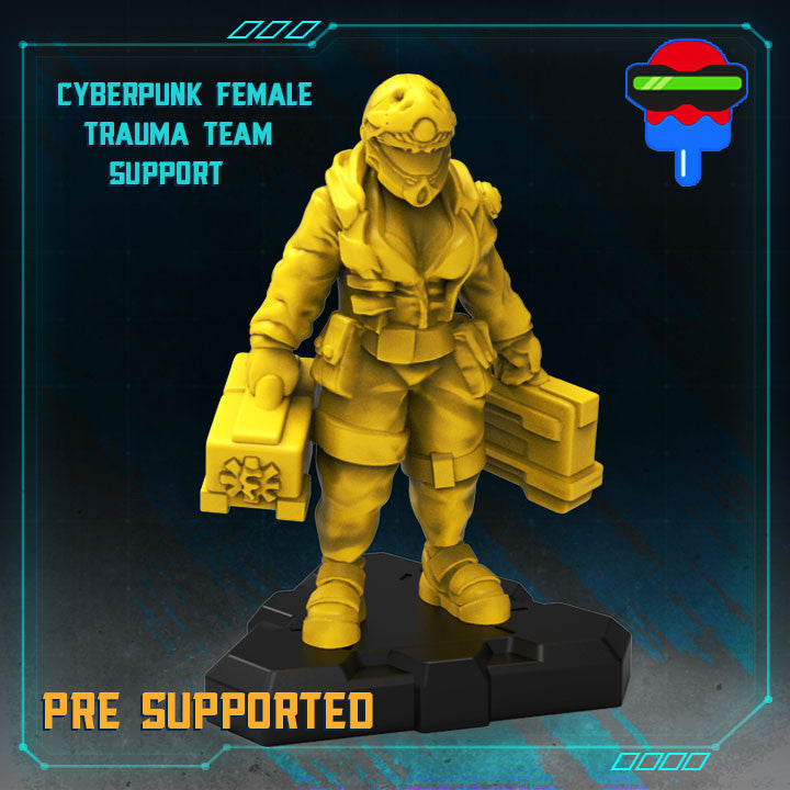 Cyberpunk Female Trauma Team Support (Medium)  - Tabletop Figure for Dungeons & Dragons, DnD, Pathfinder RPGs, TTRPG