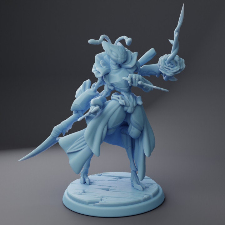 Orchid, The Thri-Kreen Duelist (Medium) - Tabletop Figure for Dungeons & Dragons, DnD, Pathfinder RPGs, TTRPG