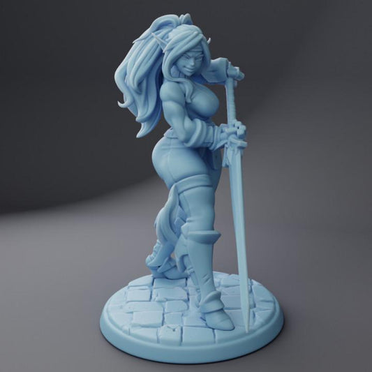 Sybil The Elf Warrior (Medium) - Tabletop Figure for Dungeons & Dragons, DnD, Pathfinder RPGs, TTRPG