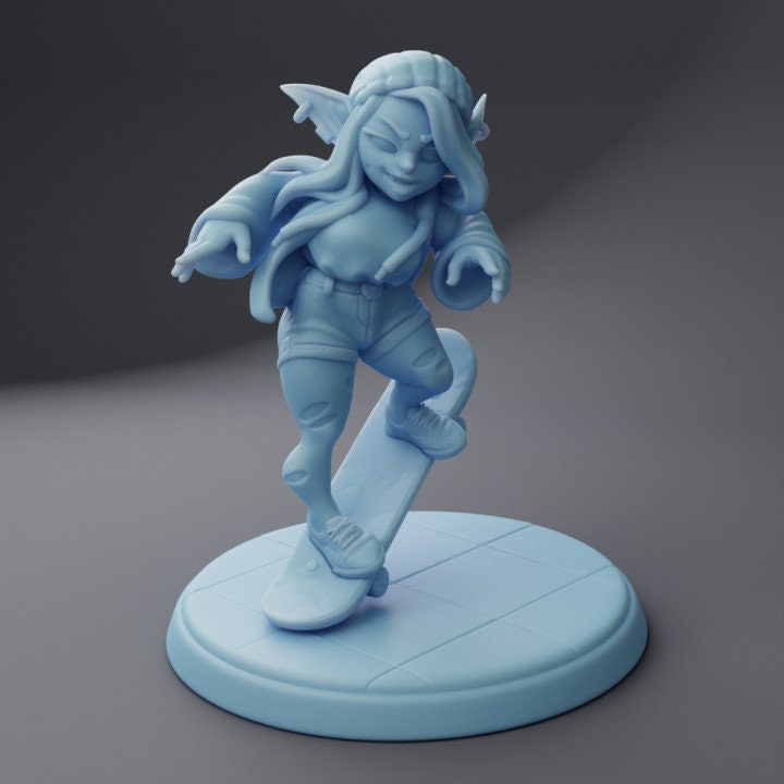 Jane The Goblin Skateboarder (Medium) - Tabletop Figure for Dungeons & Dragons, DnD, Pathfinder RPGs, TTRPG