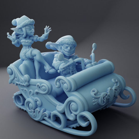 Liz And Guy - Goblin Sleigh Riders (Large) - Tabletop Figure for Dungeons & Dragons, DnD, Pathfinder RPGs, TTRPG