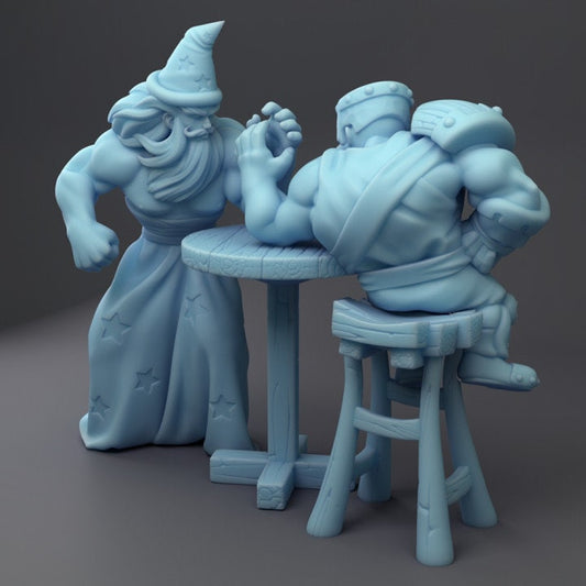 Dorf The Arm Wrestler And Magus The Wizard (Large) - Tabletop Figure for Dungeons & Dragons, DnD, Pathfinder RPGs, TTRPG