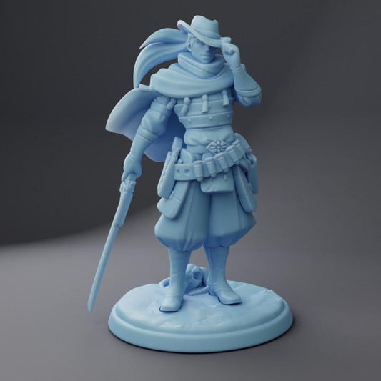 Samurai Miniature - Human (Medium) - Tabletop Figure for Dungeons & Dragons, DnD, Pathfinder RPGs, TTRPG