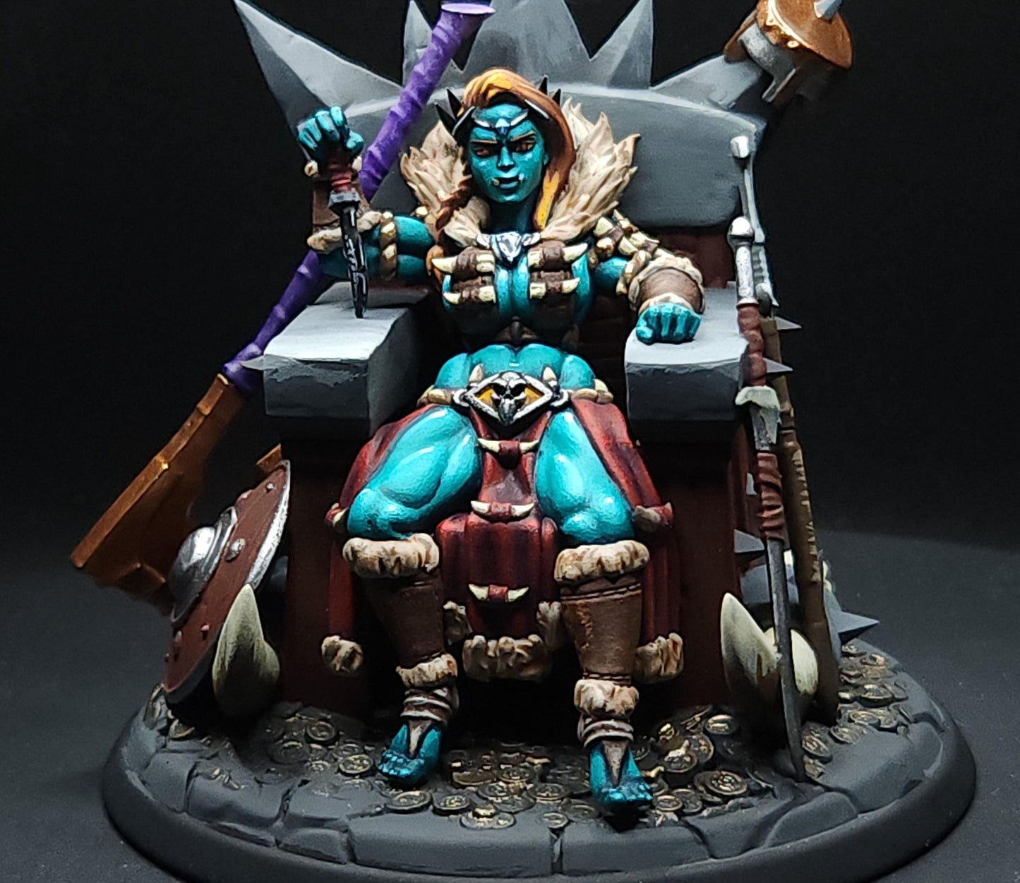 Orc Queen - Throned (Large) - Tabletop Figure for Dungeons & Dragons, DnD, Pathfinder RPGs, TTRPG