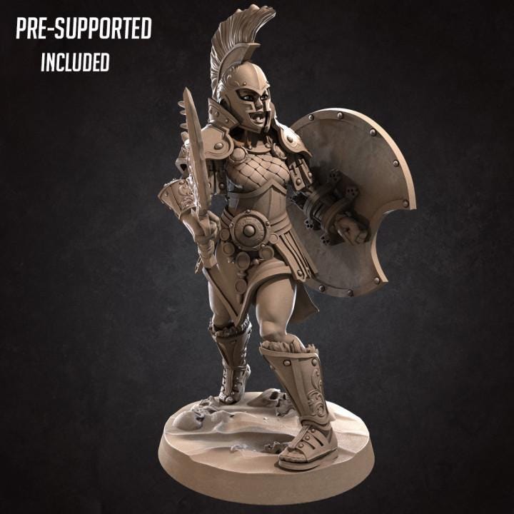 Adara, The Spartan Fighter (Medium) - Tabletop Figure for Dungeons & Dragons, DnD, Pathfinder RPGs, TTRPG