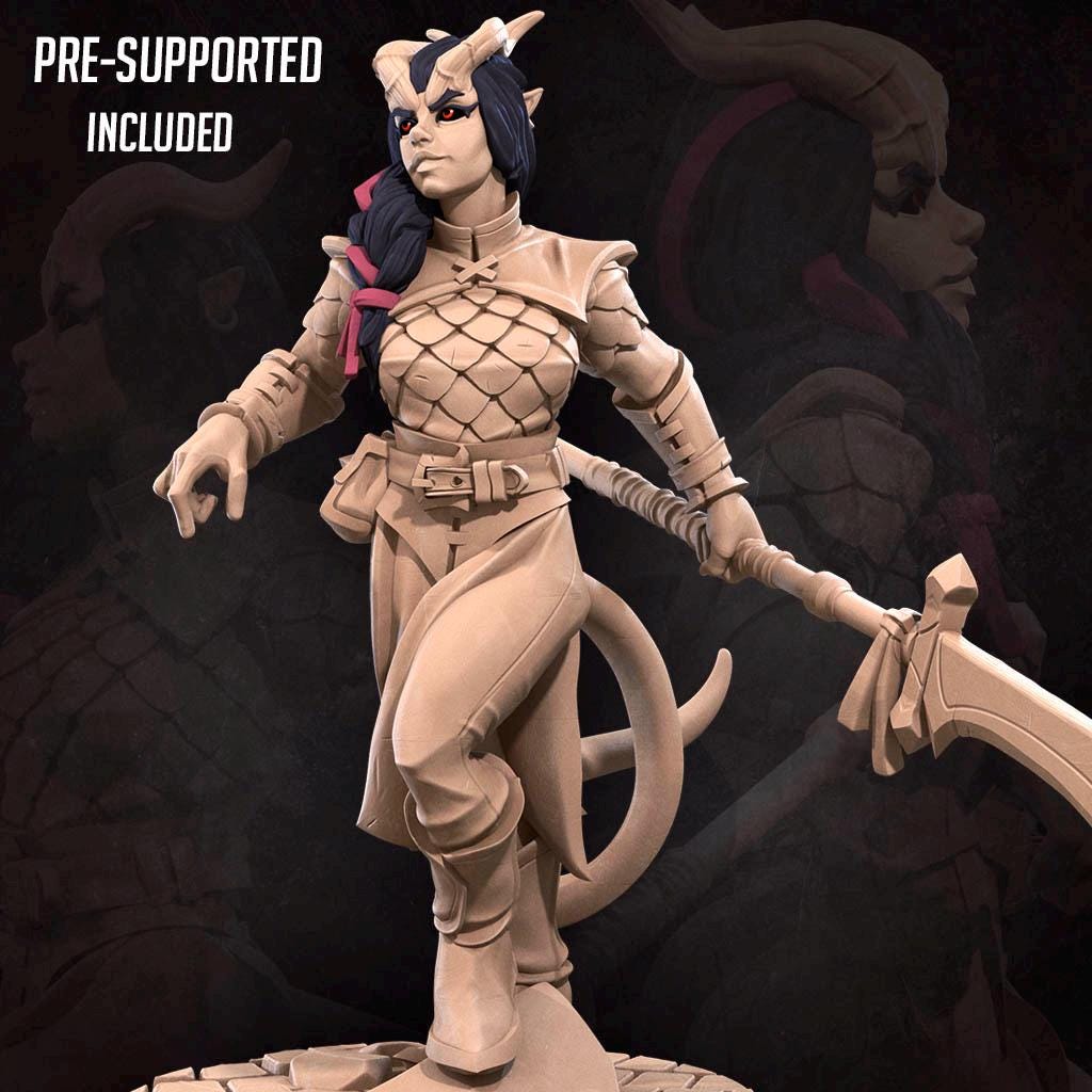 Tiefling Fighter (Medium) - Tabletop Figure for Dungeons & Dragons, DnD, Pathfinder RPGs, TTRPG