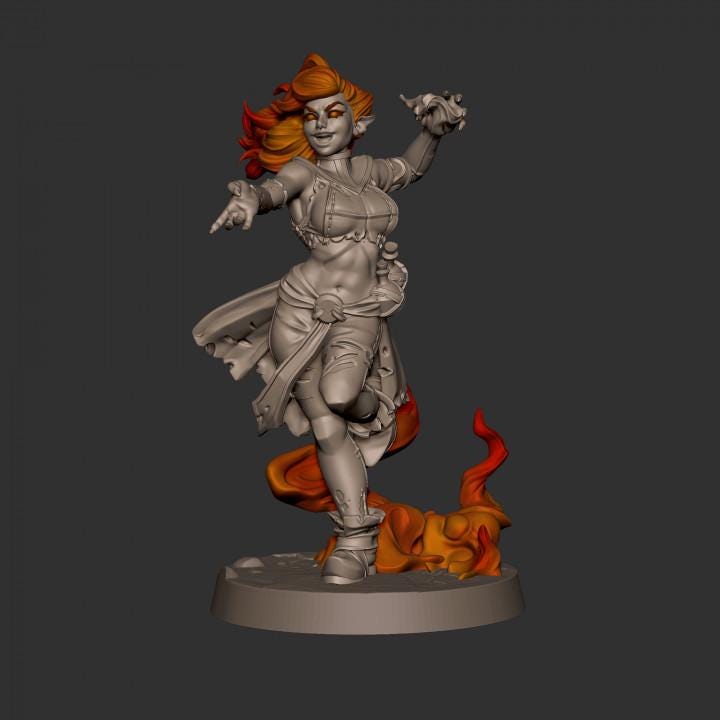 Ember, The Firestarter (Medium) - Tabletop Figure for Dungeons & Dragons, DnD, Pathfinder RPGs, TTRPG