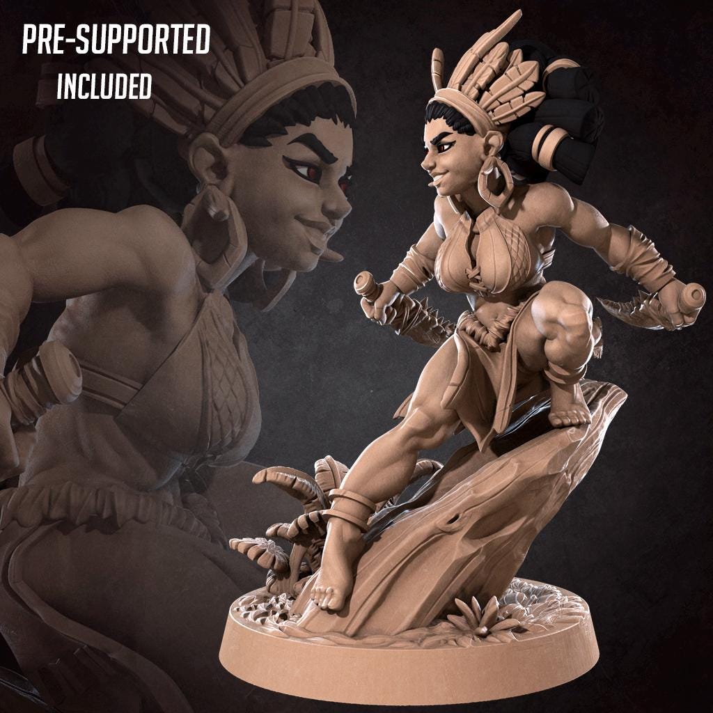 Kala, the Headhunter (Medium) - Tabletop Figure for Dungeons & Dragons, DnD, Pathfinder RPGs, TTRPG