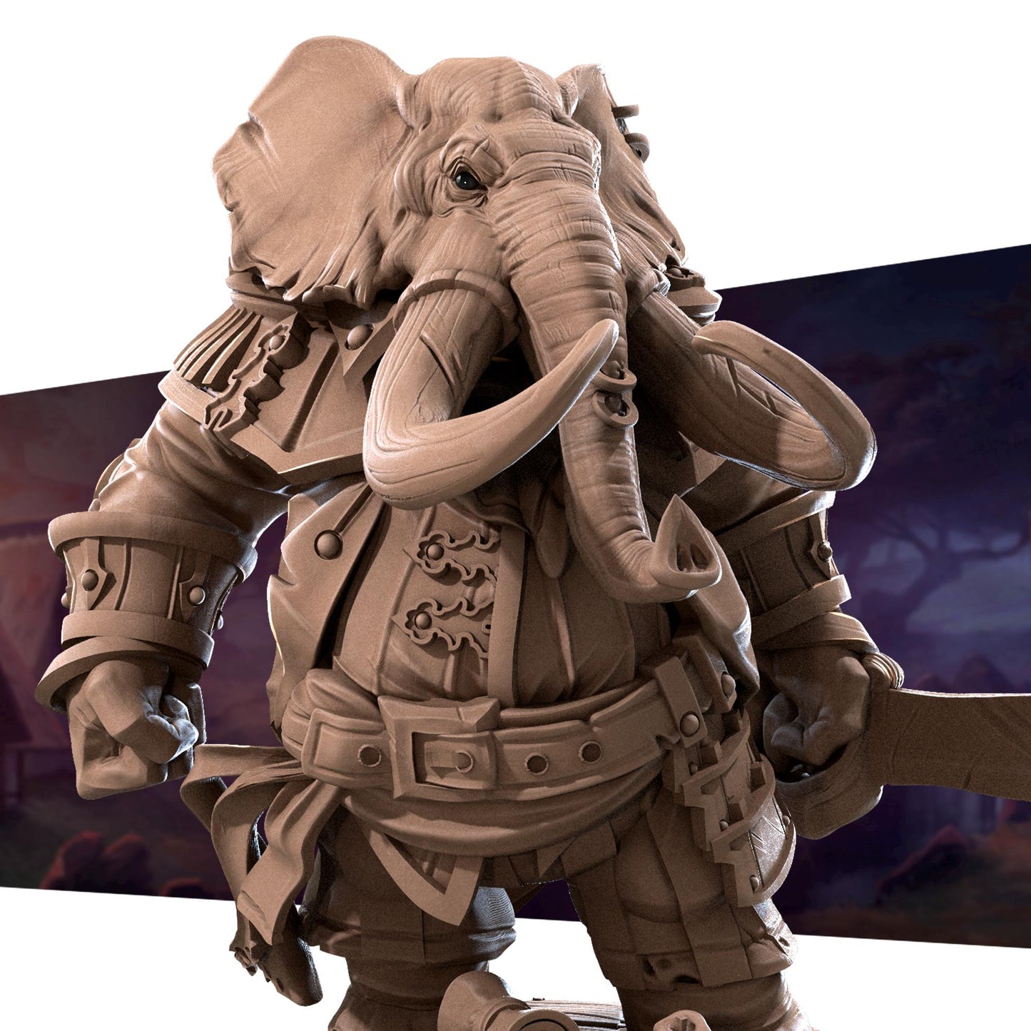 Zunebo Newgate, The Commander Loxodon (Large) - Tabletop Figure for Dungeons & Dragons, DnD, Pathfinder RPGs, TTRPG