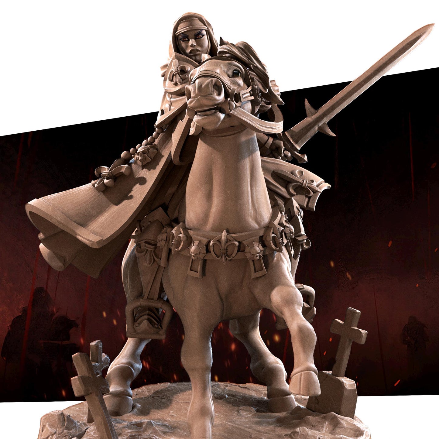 War Sister Light Cavalry (Large) - Tabletop Figure for Dungeons & Dragons, DnD, Pathfinder RPGs, TTRPG