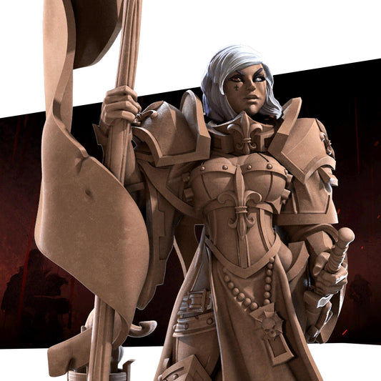 War Sister Banner Bearer (Medium) - Tabletop Figure for Dungeons & Dragons, DnD, Pathfinder RPGs, TTRPG