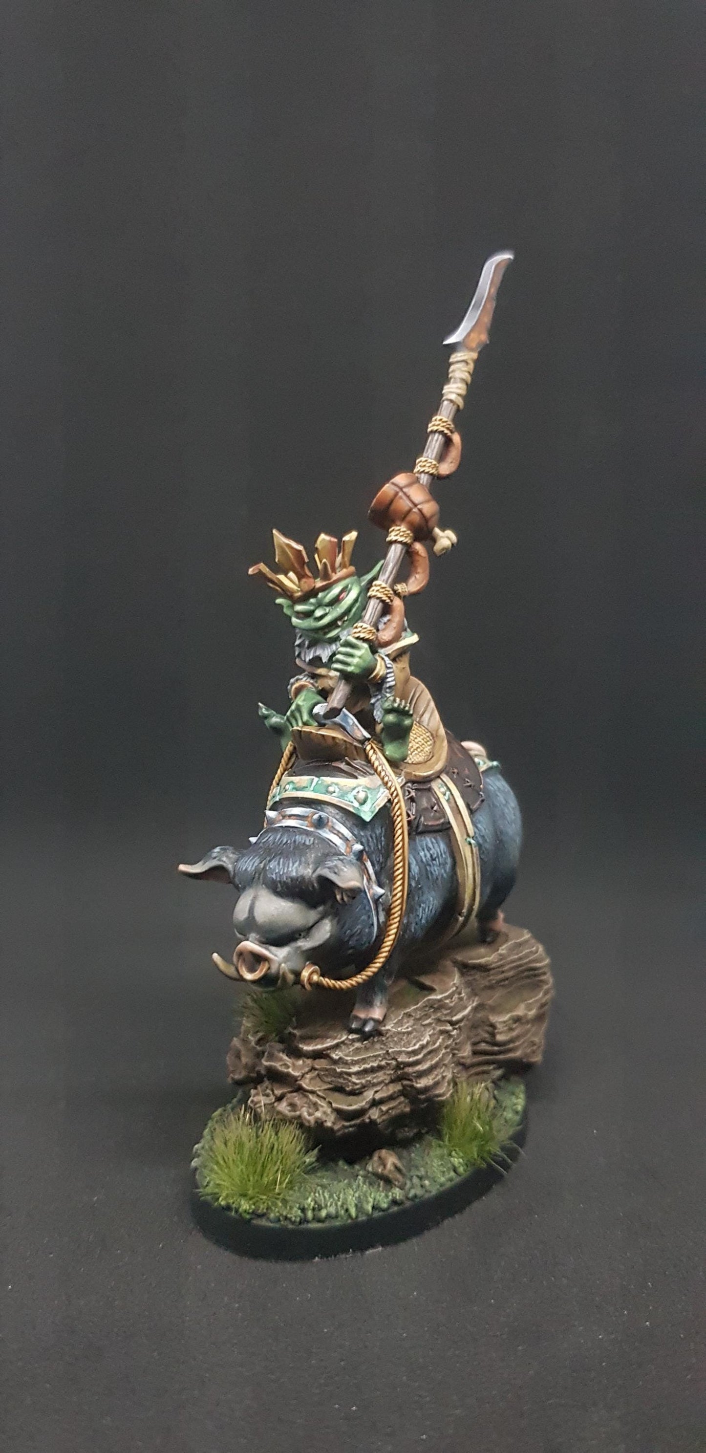 Goblin King Riding Pig (Large) - Tabletop Figure for Dungeons & Dragons, DnD, Pathfinder RPGs, TTRPG