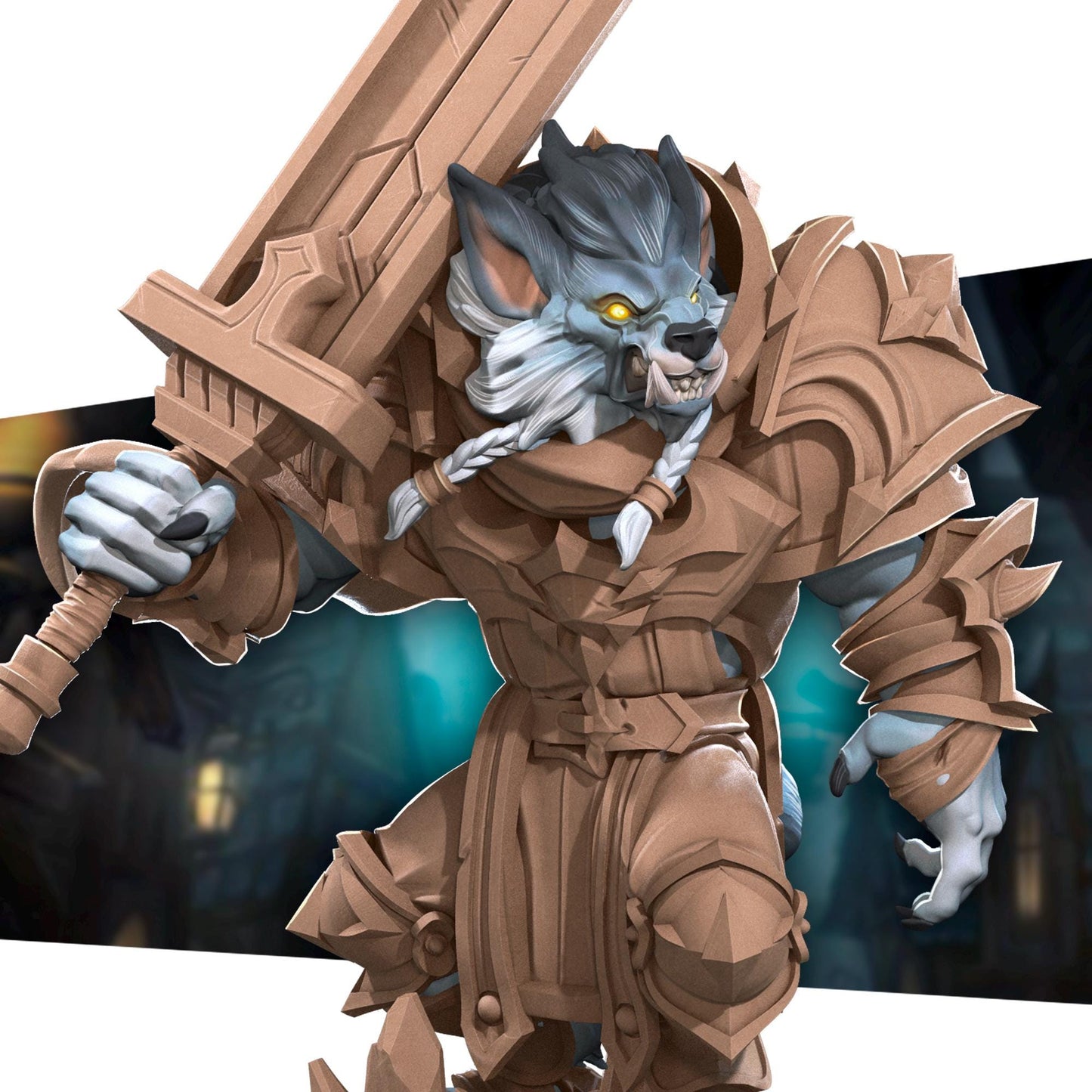 White Fang, The Worgen Warrior (Medium) - Tabletop Figure for Dungeons & Dragons, DnD, Pathfinder RPGs, TTRPG