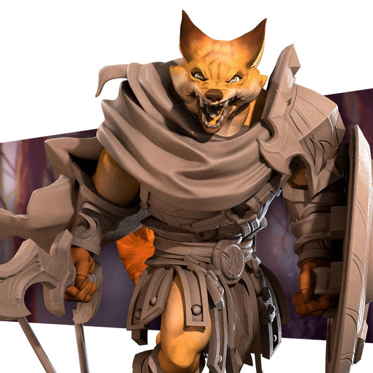 Foxfolk Warrior (Medium) - Tabletop Figure for Dungeons & Dragons, DnD, Pathfinder RPGs, TTRPG