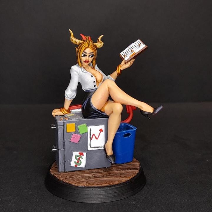 Stacy The Succubus Accountant (Medium) - Tabletop Figure for Dungeons & Dragons, DnD, Pathfinder RPGs, TTRPG