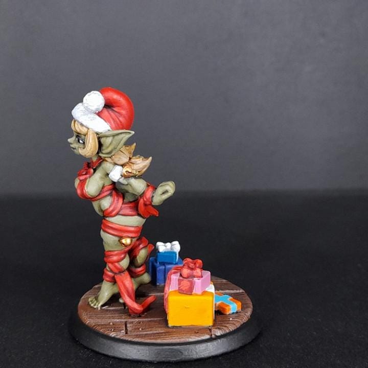 Holiday Goblin Pinup (Medium) - Tabletop Figure for Dungeons & Dragons, DnD, Pathfinder RPGs, TTRPG