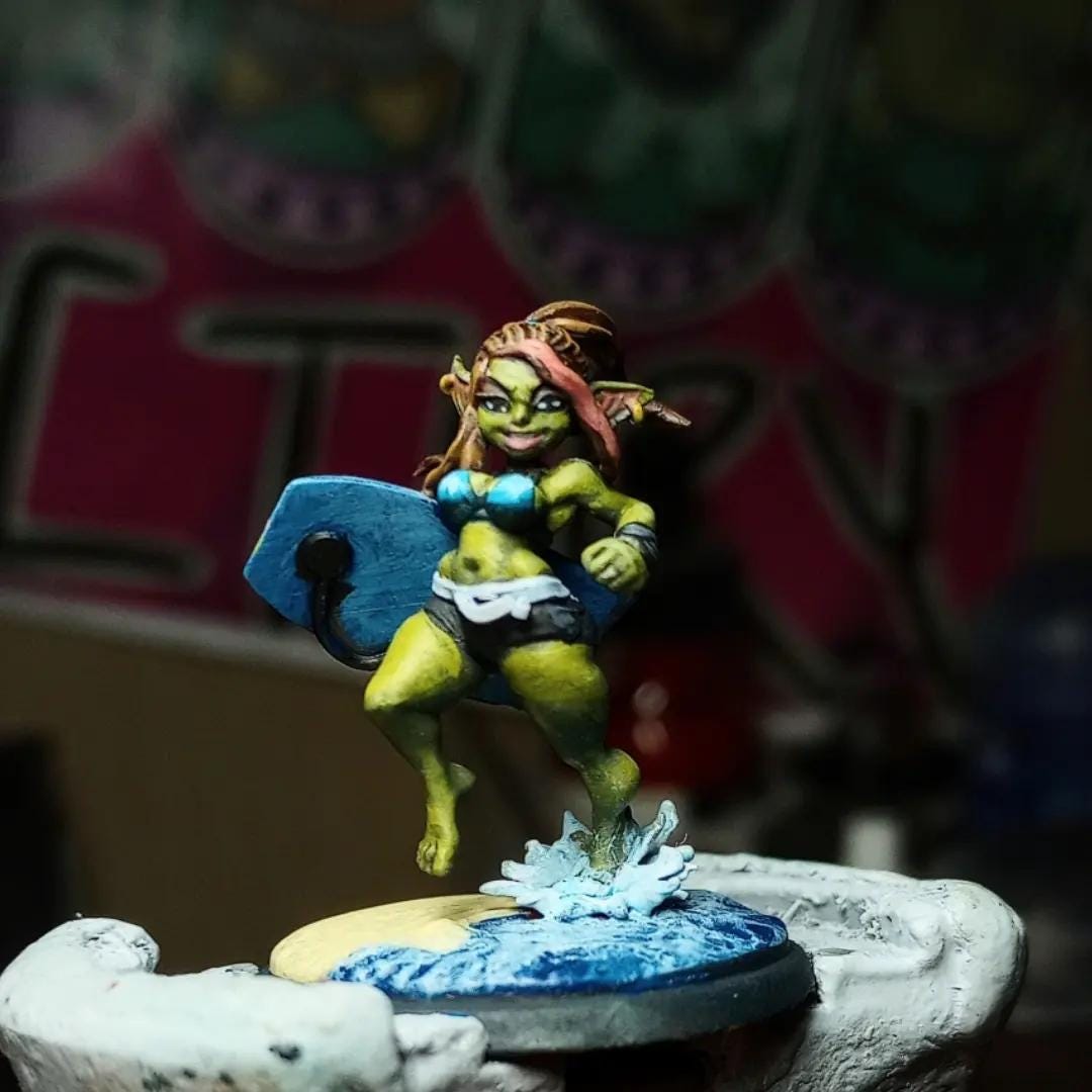 Jane The Goblin Beachgoer (Medium) - Tabletop Figure for Dungeons & Dragons, DnD, Pathfinder RPGs, TTRPG