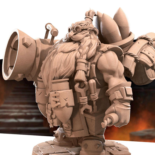 Dwarf Artillerist (Medium) - Tabletop Figure for Dungeons & Dragons, DnD, Pathfinder RPGs, TTRPG