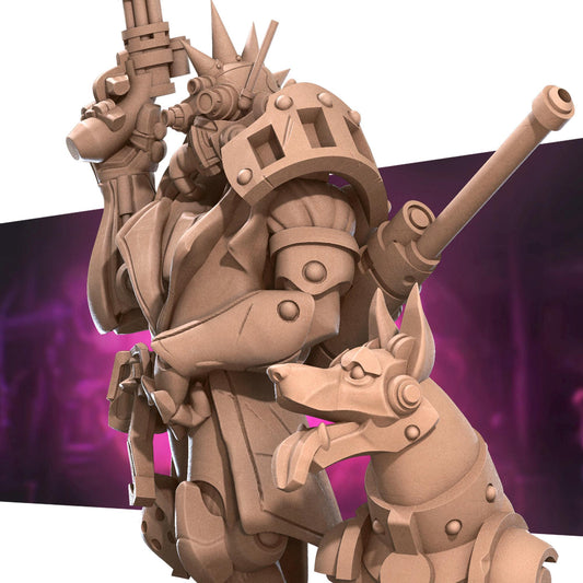 Warforged Artificer W/ Robot Dog (Large) - Tabletop Figure for Dungeons & Dragons, DnD, Pathfinder RPGs, TTRPG