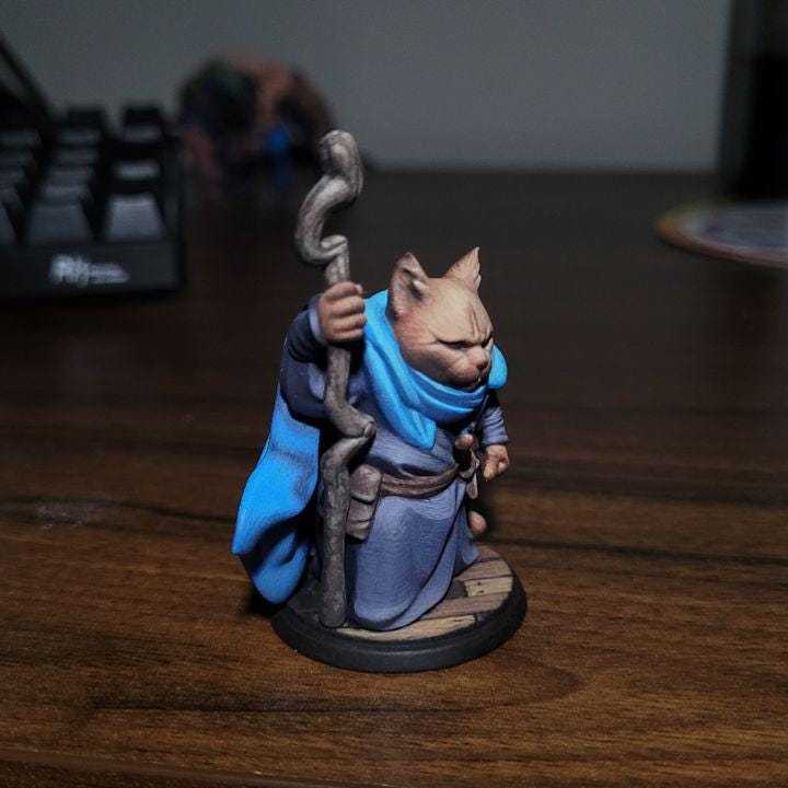 Cat Hermit (Medium) - Tabletop Figure for Dungeons & Dragons, DnD, Pathfinder RPGs, TTRPG