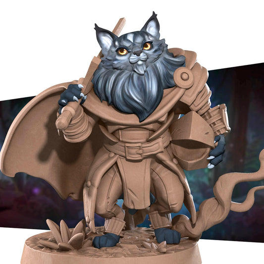 Cat Warrior (Medium) - Tabletop Figure for Dungeons & Dragons, DnD, Pathfinder RPGs, TTRPG