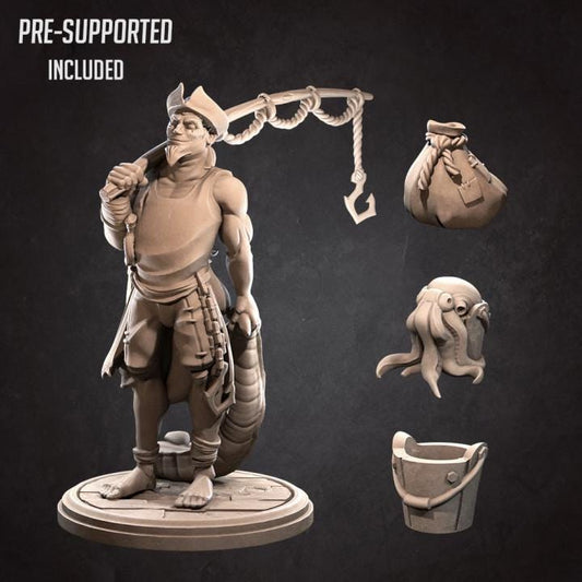 Fisherman NPC (Medium) - Tabletop Figure for Dungeons & Dragons, DnD, Pathfinder RPGs, TTRPG