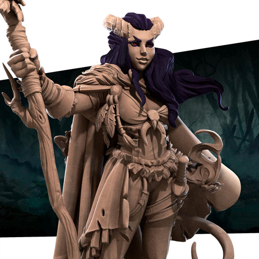 Lysera, The Tiefling Druid (Medium) - Tabletop Figure for Dungeons & Dragons, DnD, Pathfinder RPGs, TTRPG