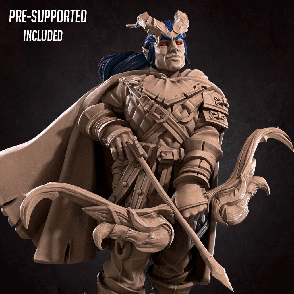 Tiefling Ranger (Medium) - Tabletop Figure for Dungeons & Dragons, DnD, Pathfinder RPGs, TTRPG